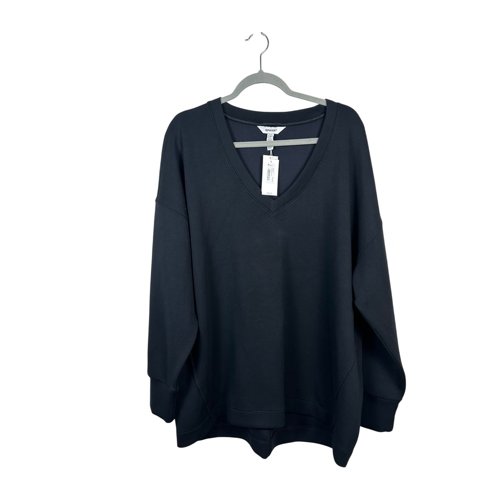 Spanx AirEssentials Tunic Women 1X Black NWT Brushed V-Neck Oversized 50977R